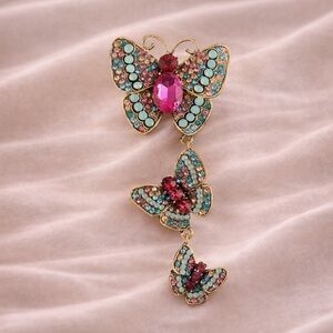 Fuchsia Butterfly Cascade Jewel of Elegance Brooch
